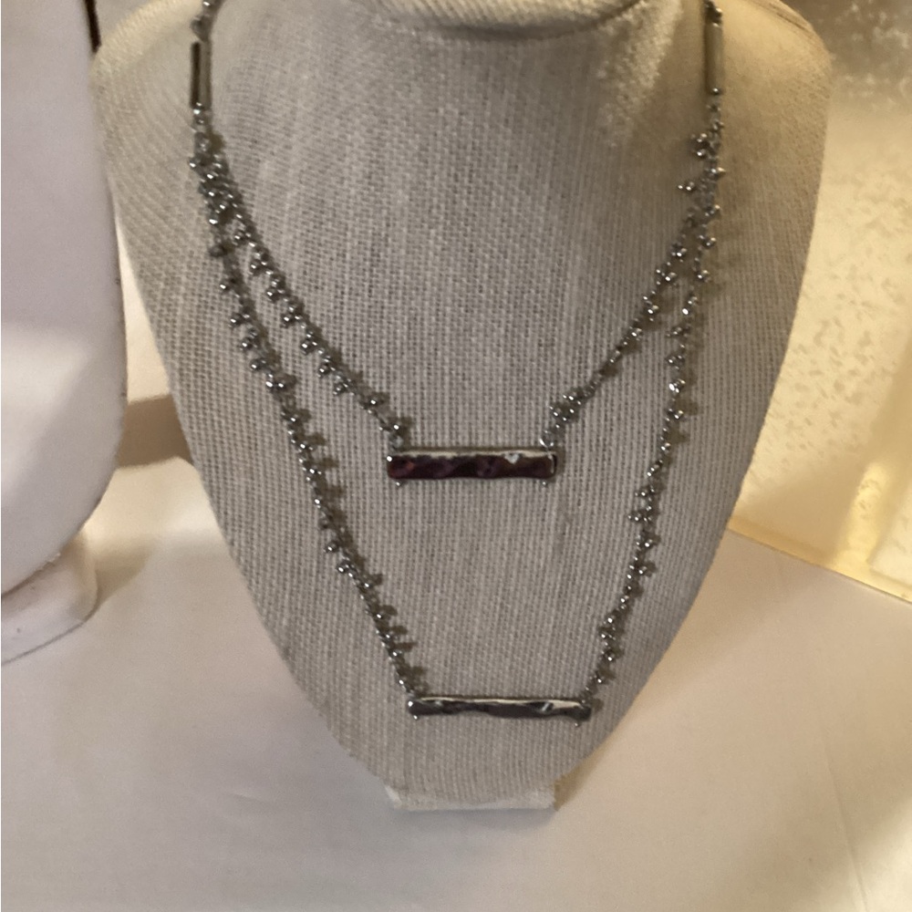 Chico’s two strand silver bar necklaces